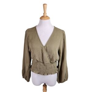 Madewell Olive Green Lightspun Julianne top, Sz L